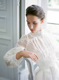 Such A Beautiful Old World Inspired Wedding Dress With Delicate Lace Sleeves El High Neck Long Sleeve Wedding Dress High Neck Wedding Dress Wedding Dresses