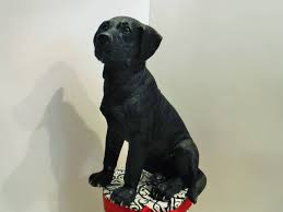 Vintage Black Dog Statue Black Labrador Statue Realistic Dog Statue Dog Figurine Realistically Painted Resin Do Black Labrador Dog Black Labrador Black Dog