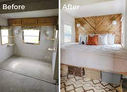 Rv Bedroom Remodel Camper Bedroom Before After Remodel Bedroom Diy Camper Remodel Remodeled Campers