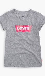 Mockup flat lay of white tee shirt. Big Girls S Xl Levi S Logo Tee Shirt Grey Levi S Us
