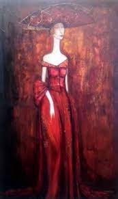 Ludmila Curilova Ludmila Curilova Lady In Red 30 X 48 Oil On Canvas Original Painting Lady In Red Original Paintings