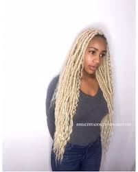Black And Platinum Blonde Faux Locs Amazing Work From Stylist Healthyaddictionshairstudio With Our Gold Goddess Locs Style Package In Color 613 Hair Styles Locs Goddess Locs
