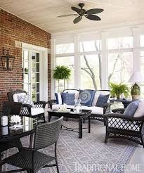 Enjoy a stunning style in any closet similar to this modern & contemporary room idea from closet. White Cushions And Blue And White Pillows On Black Wicker Furniture Looks Fresh And Clean Traditiona Porch Furniture Georgian Style Homes Sunroom Decorating