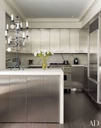 These 12 Metallic Rooms Really Shine Stainless Kitchen Kitchen Interior Kitchen Marble