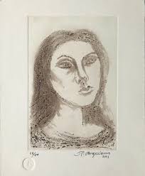 RAUL ANGUIANO Mexican Muralist artist original hand-signed engraving  portrait