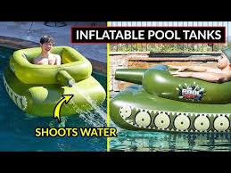 Inflatable pool floats in cool emoji designs and food shapes are perfect for pool parties with friends and family, and pool and beach toys add a little extra excitement for everyone. Tank Shaped Pool Float With Water Cannon Giftopix