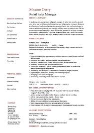 Retail Sales Manager Resume Example Job Description Sample Template Marketing Business