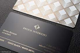 Make a fancy business card design online with brandcrowd's business card maker. Stylish Best Free Black And White Metal Business Card Design Template Brock Interiors