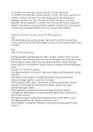 Untuk menghasilkan generasi muslim yang berakhlak mulia, kreatif, cerdas, dan mandiri. Doc Contoh Visi Misi Dan Tujuan Paud Ade Kurnia Academia Edu