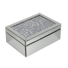 Bijoux préférés de la semaine. Homezone De Luxe Argent Broye Diamante Diamant Miroir Verre Boite Bijoux Avec Velours Noir Incrustation Decoratif Elegant Bibelots Souvenirs Boite Bijouterie Coffre Rangement Boites Bijoux