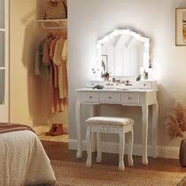 Vanity set with 10 light bulbs makeup table vanity dressing table 1 large drawer 1 storage cabinet 1 cushioned stool for bedroom bathroom white 4 2 out of 5 stars 239 235 99 235. Ft7ucv6glggsym