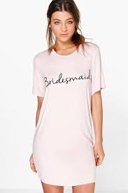 The Bridesmaid Slogan Bridal Sleep Tee Boohoo Bridesmaid Get Ready Outfit Bridal Shirts Bridal Party Getting Ready