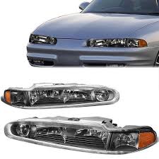 98 02 Oldsmobile Intrigue Headlights Black Housing Amber Corner Oldsmobile Black House Headlights
