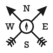 A simple, blue compass rose with a broken circle and four lines. Compass Rose Svg Cuttable Designs
