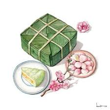 Banh Chung Vietnam Food Artwork Watercolor Food Food Drawing