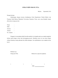 Pandeyan uh 5/566 ( surakarta ) pekerjaan: Surat Izin Orang Tua Latihan Natal Docx