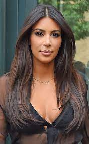 Kim Kardashian Middle Parting Long Straight Lace Front Human Hair Wigs 24 Inches Long Hair Styles Hair Styles Long Layered Hair