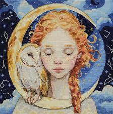 DIY Cross Stitch Kit "Daughter of the Moon" 9.8"x9.4", Abris Art
