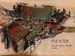 urban sketchers 安溪城隍庙 urban sketching watercolor paintings tutorials urban sketchers