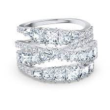 5,222 results for swarovski rings. Twist Wrap Ring White Rhodium Plated Swarovski Com