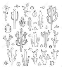 Cacti are perfect for those who have minimal time to dedicate to their plants. Vector Cactus Flowers And Grass Monoline Icons Different Types Royalty Free Cliparts Vectors And Stock Illustration Image 97962316