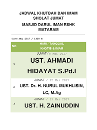 We did not find results for: Jadwal Khutbah Dan Imam Sholat Jumat
