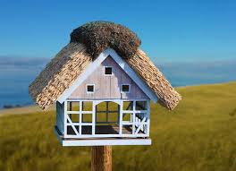 Star Handgefertigtes Premium Vogelhauschen Mit Reetdach Vogelhaus Vogelhauschen Reetdach