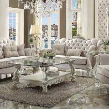 Acme Versailles 2 Piece Living Room Set In Ivory Velvet Bone White White Living Room Set Living Room Interior Living Room Designs