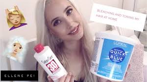 How I Bleach And Tone My Dark Roots At Home L Oreal Quick Blue Powder Bleach Wella T18 Youtube