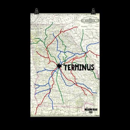 The Walking Dead Terminus Map Premium Satin Poster