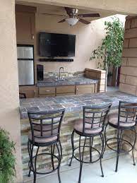 Outside Bar With Bar Fridge Flat Screen Tv Sound Bar Mood Lighting And Ceiling Fan Diy Outdoor Bar Backyard Pool Designs Pool House Plans