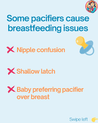 STOP! The wrong pacifier can cause nipple confusion. 🚨 Not all pacifiers  are breastfeeding-friendly! ❌ Some shapes encourage a shallow latch,  different sucking motion, and even breast refusal 😱 ✓ Swipe to