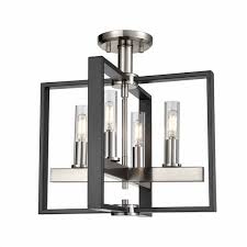 They are the ideal solution for rooms with lower ceilings as they boast a low profile because they mount flush. Dvi Blairmore Modern Flush Mount Light 4 Light Satin Nickel And Graphite Grey Lowe S Canada