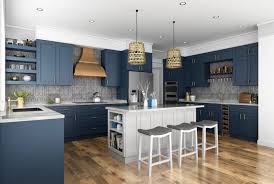 As this kitchen pantry shows, a splash of pastel pink offers a warming shade to enhance the blue. Shop Navy Blue Kitchen Cabinets Domain Cabinets