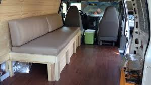 A Look At The Sofa Bed In Couch Mode In This Astro Camper Van This Bed Extends Out And The Cushions Drop Down To Make A 36 Inch Rv Sofa Bed