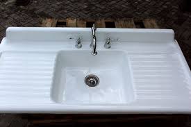 General speaking i'd recommend replacing a even my top of the line porcelain over cast iron kohler kitchen sink is pretty scratch up after 10 years. 1947 Large Refinished 54 Farm Sink Double Drainboard Single Basin High Back Cast Iron Porcelain Kitchen Sink Package Porcelain Kitchen Sink Sink Farm Sink