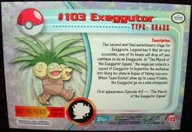 Exeggutor's strongest moveset is extrasensory & solar. 103 Exeggutor Water Tv Animation Pokemon Card Topps 2000 Very Nice Ebay