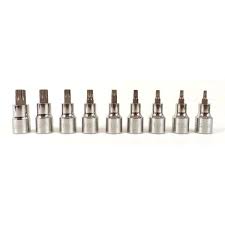 Profil 6 pans aux 3 extrémités. Jeu De 9 Douilles Etoiles Males 1 2 Pouce Precision Steel Feu Vert