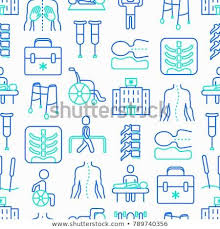 Physiotherapy Seamless Pattern With Thin Line Icons Rehabilitation Physiotherapist Acupuncture Massage Go Carts Line Icon Seamless Patterns Doodle People
