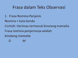 Subjek berupa nomina atau frasa nominal, predikat berupa verba intransitif, kata sifat dan pelengkap berupa nomina atau adjektiva dan keterangan berupa frasa berpreposisi. Frasa Ppt Download