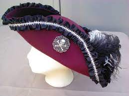 Pirate Hat Tricorn Style Burgundy With Black And Silver Trim Pirate Hats Hats Style