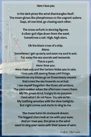 Pablo Neruda S Here I Love You Over The Andes