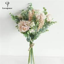 Get more for your money how? White Pink Artificial Mixed Roses Flowers Bouquet Silk Flowers Green Eucalyptus Fall Fake Leaves Bunch Wedding Home Party Decor Wedding Bouquets Aliexpress