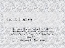 Tactile Auditory Sensory Substitution Ryan Thome, Sarah Offutt, Laura  Bagley, Amy Weaver, Jack Page BME 200/300 December 8, ppt download