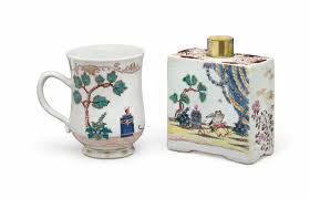 Antique chinese porcelain tea caddy republic period ex cond. A Chinese Export Porcelain Mug And Teacaddy In The Valentine Pattern
