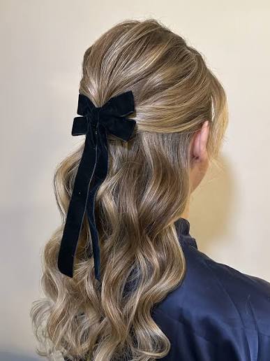 Half-Up Hairstyle With a Velvet Bow