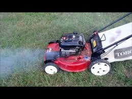The safest bet when it comes to oil will always be to use the kind of oil your lawn mower manufacturer recommends in the operator or engine manual for your particular mower. Toro Recycler Lawn Mower Model 20331 Overfilled With Oil Moving Sale Oct 12 2015 Youtube