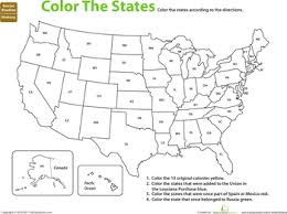 U S Expansion Color By History Worksheet Education Com Geography Worksheets United States Map Us Map Printable