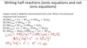 Writing Half Reactions Ionic Equations And Net Ionic Equations Youtube