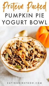 Protein Packed Pumpkin Pie Yogurt Bowl Eating Bird Food Recipe Pumpkin Yogurt Pumpkin Breakfast Pumpkin Recipes Healthy